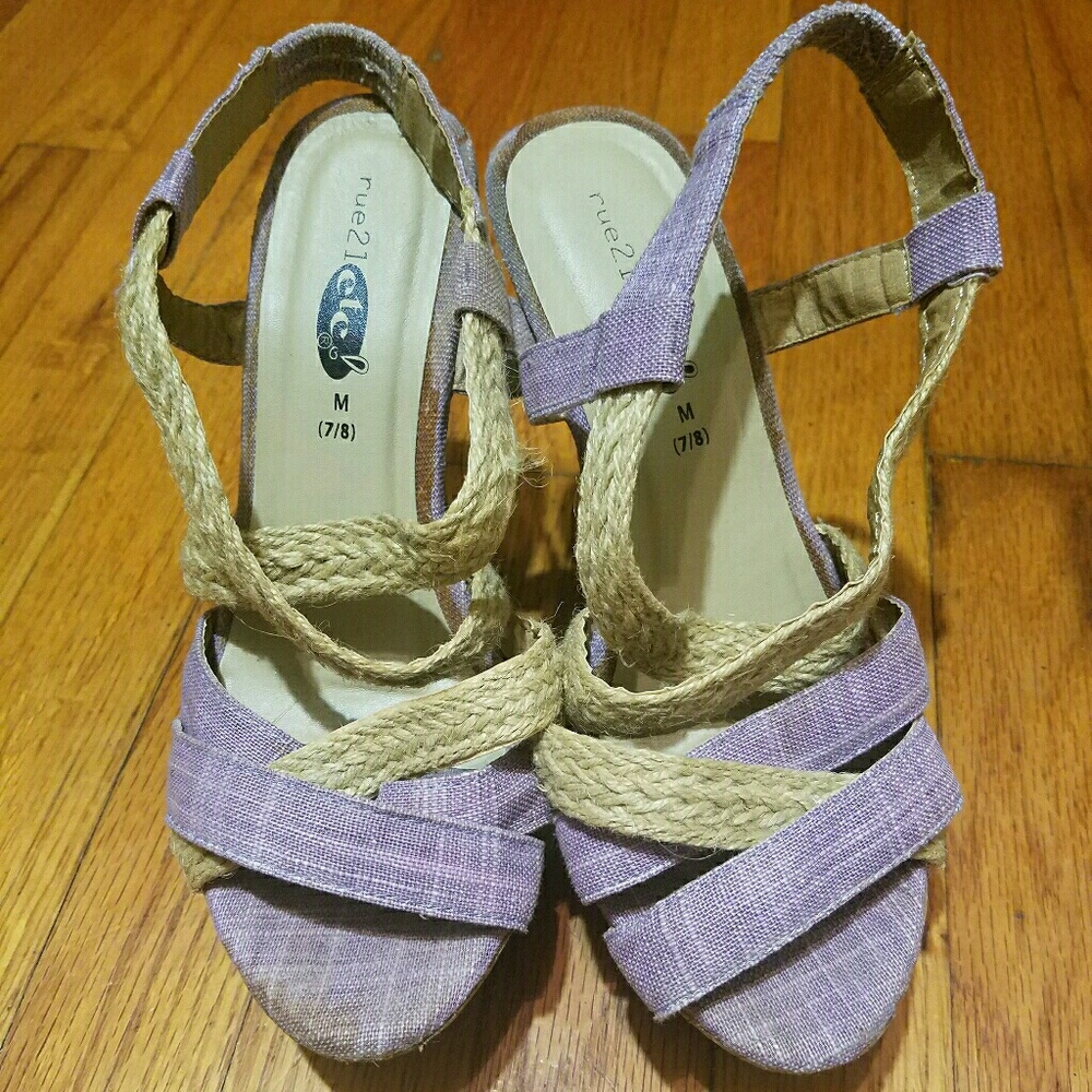 Rue 21 Purple/Tan Sophie Wedge Sandals